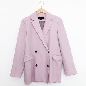Frank And Oak Double Breasted Linen Blend Blazer Lilac Purple XS